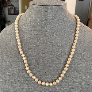 Classic Cream Glass Faux Pearl Necklace - Women Jewelry Heavy